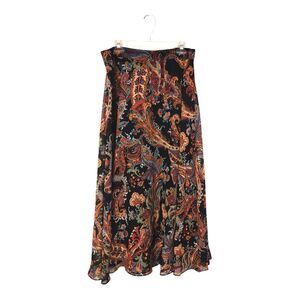 Mix Nouveau XL Black Russian Paisley Maxi Boho Festival Pull-On Skirt Lined